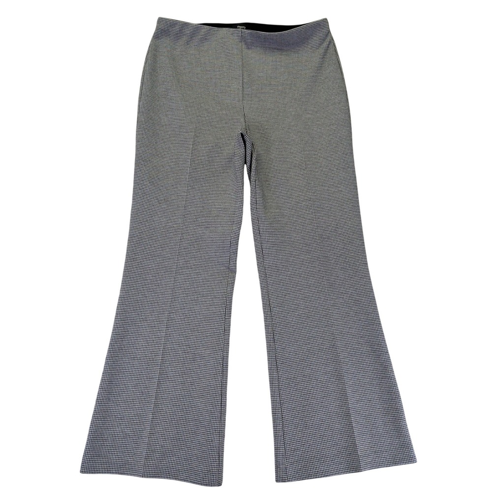 Theory Women Slim Houndstooth Kick Flare Pants Knit Black White Office Medium
